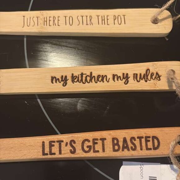 Funny Engraved Bamboo Utensils Set of 3 Puns Kitchen Spoons Hostess Gift - Picture 6 of 7